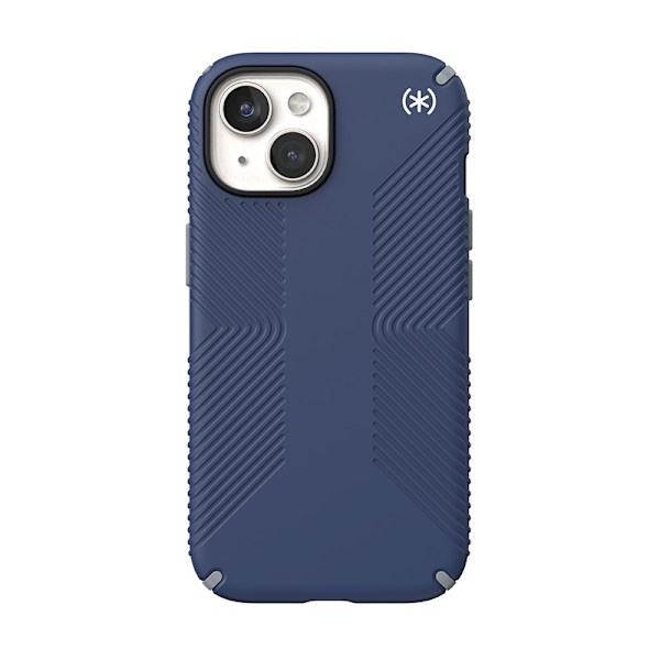 Speck Presidio2 Grip - Etui til iPhone 15 / iPhone 14 / iPhone 13 (kystblå / støvgrå / hvid)