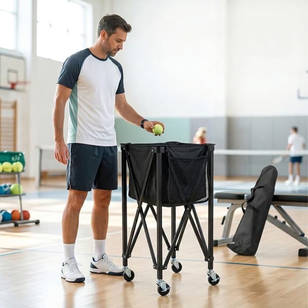 Tennisboldvogn, foldbar vogn med 150 bolde og taske