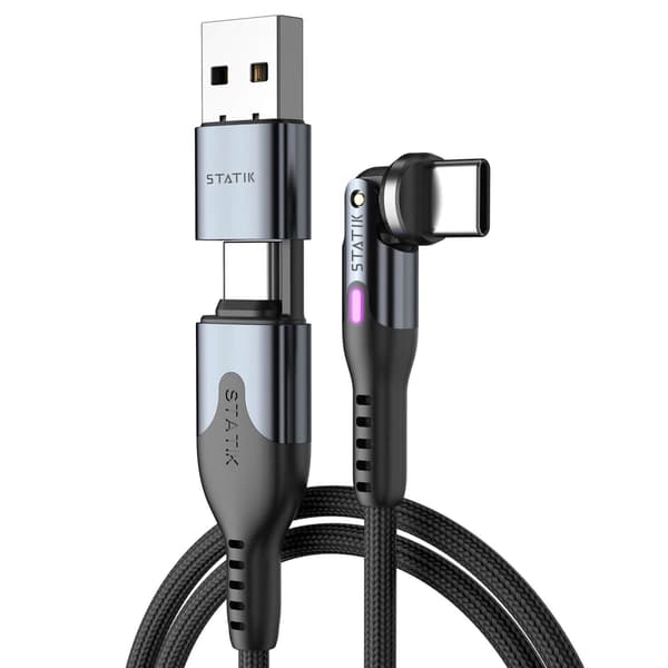 STATIK PowerPivot Pro Nylon punottu USB-C-USB-C, 1m musta
