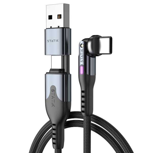 STATIK PowerPivot Pro Nylonflätad USB-C till USB-C, 1m Svart