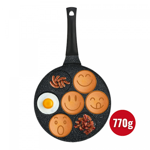 Herzberg HG-CP267SML: 26 cm marmorbelagt pandekage & crepepande - 7 smiley-emoji