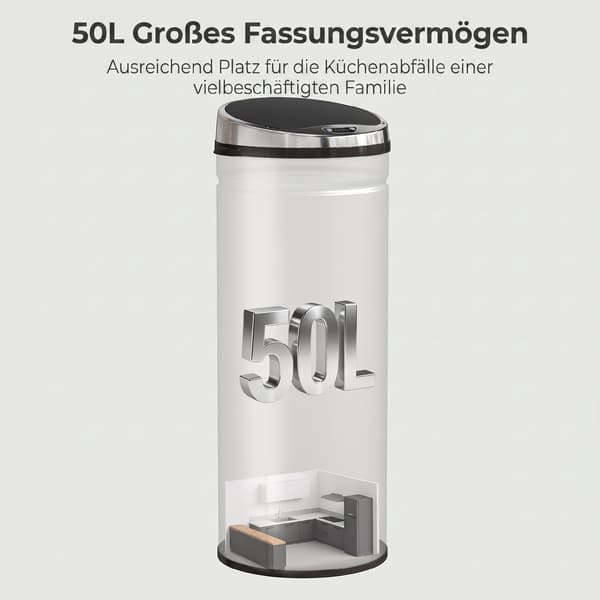 50L rostfritt stål automatisk sensor papperskorg