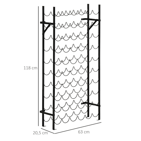 Viiniteline 60 Pullolle Seinään Kiinnitettävä Pulloteline, Metal