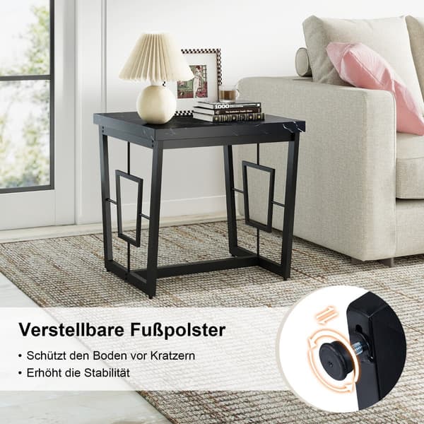 Firkantet marmor sidebord, sort, 60x60x60 cm