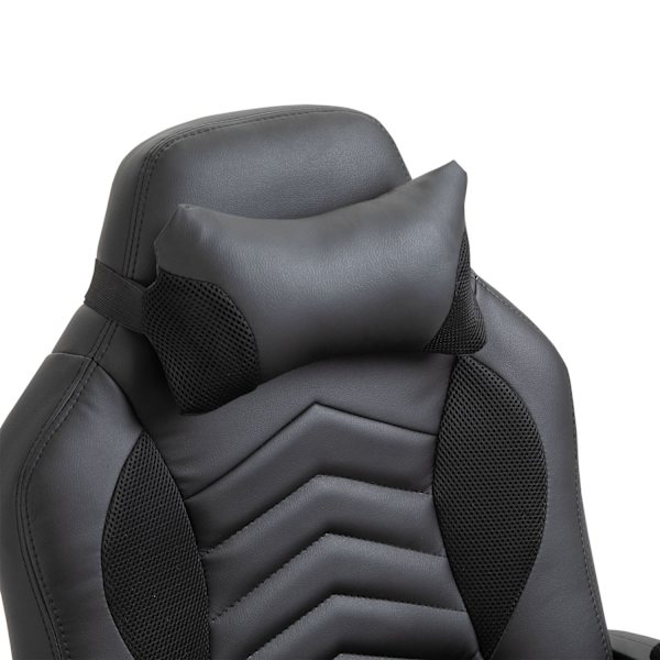 Gaming Chair Kontorstol Med Varmefunktion 6 Vibrationspunkter Ergonomisk Drejestol Massagestol Kunstlæder Sort B68 X D69 X H (108-117) Cm