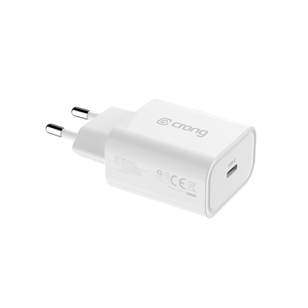 Crong USB-C -matkalaturi – Seinälaturi USB-C Virtalähde 20 W (valkoinen)