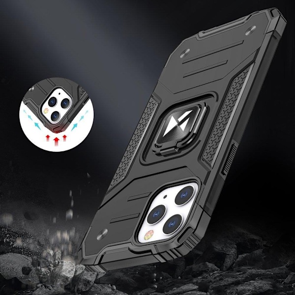 Pansret cover + magnetisk holder iPhone 13 Pro Max Ring Armor pink