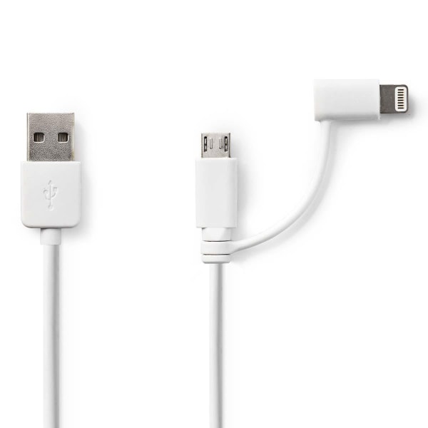 2 i 1kabel | USB 2.0 | USB-A Hane | Apple Lightning, 8-stifts /