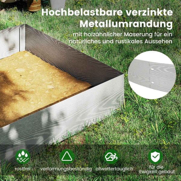 Galvaniserad metall trädgårdskant, 6 paneler, 600 cm