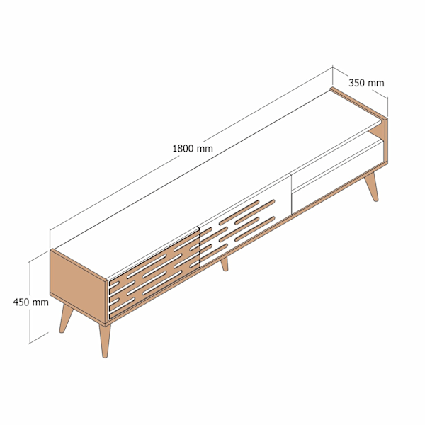TV Stand Valensiya - Valnød, Sort, Marmor