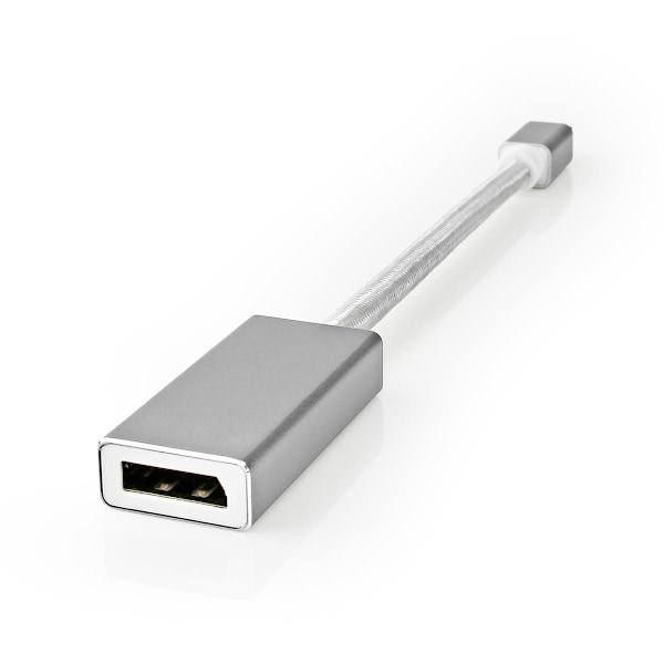 Mini DisplayPort kaapeli | DisplayPort 1.2 | Mini DisplayPort Uros | DisplayPort Naaras | 21.6 Gbps | Kullattu | 0.20 m | Pyöreä | Punottu | Hopea | L