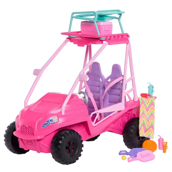 Barbie strandvogn med tilbehør, passer til 4 dukker