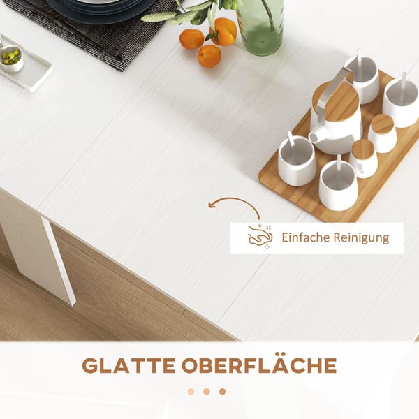 Utdragbart matbord, vitt, 60-180 x 85 x 75 cm
