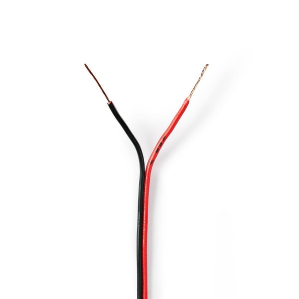 Högtalarkabel | 2x 0.35 mm² | CCA | 100.0 m | Rund | PVC | Röd /