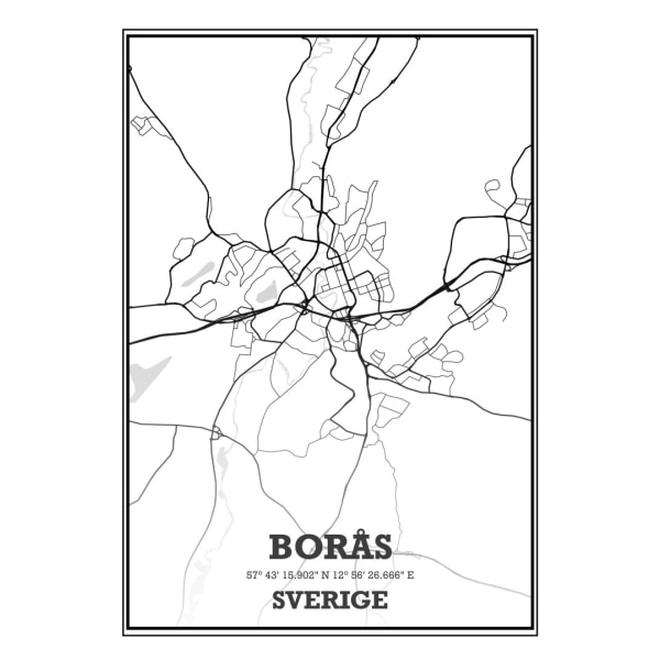 Borås Stad Karta Poster - 70x100 cm