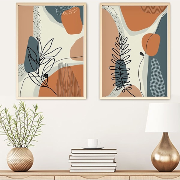 Dekorativ inramad MDF-målning (2 delar) Huhu35 - 70 x 50