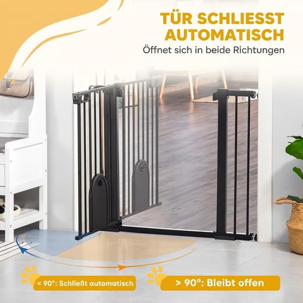 Lemmikkien turvaportti, terästä, säädettävä 75-103 cm, musta
