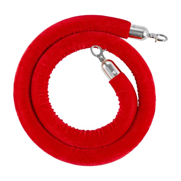 Röda sammetsstolpar, 4-pack, 1,5 m, silverkrokar