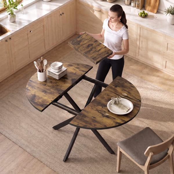 Utdragbart matbord för 4–6 personer, rustik brun industridesign