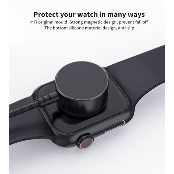 5W induktiv oplader til Apple Watch + USB-C kabel, sort
