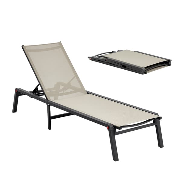 Udendørs chaiselongstol, foldbar, 5 positioner, 180 kg