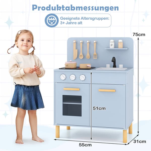 Trælegekøkken med lys, lyde, ovn og vask