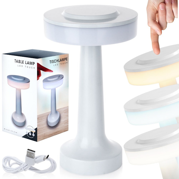LED-pöytävalaisin valkoinen langaton 3 valaistustilaa 21 cm