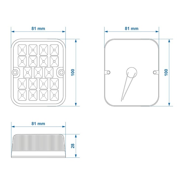 Baklygte 100x81mm 19LED