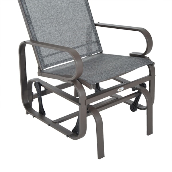 Gungstol trädgårdsstol relaxstol 60x75x104cm trädgårdsgunga i metall för terrass balkong med textrad