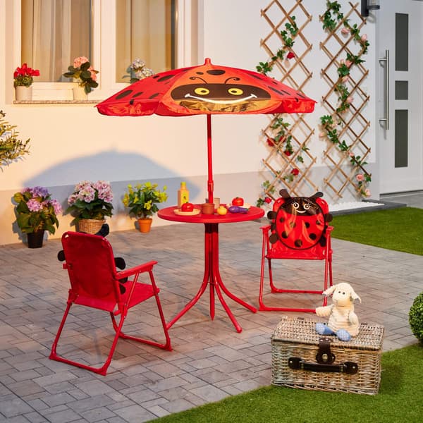 Campingmøbelsæt i 4 dele til børn med parasol