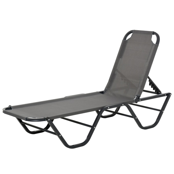 Liggestol Strandseng 5-Lags Aluminium Haveseng Relax Liggestol Tekstlinje Grå + Sort 163 X 58,5 X 91 Cm