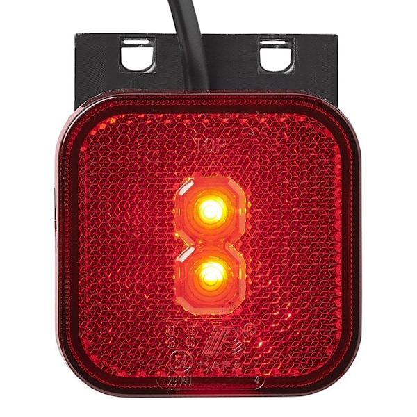 Bakre positionslykta 12/24V röd 65 x 65 mm LED med hållare