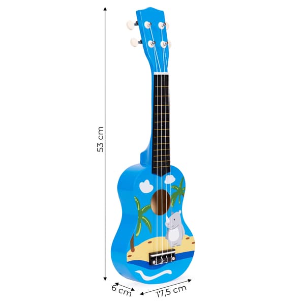 Ukulele för barn, trä med 4 nylonsnören och pick
