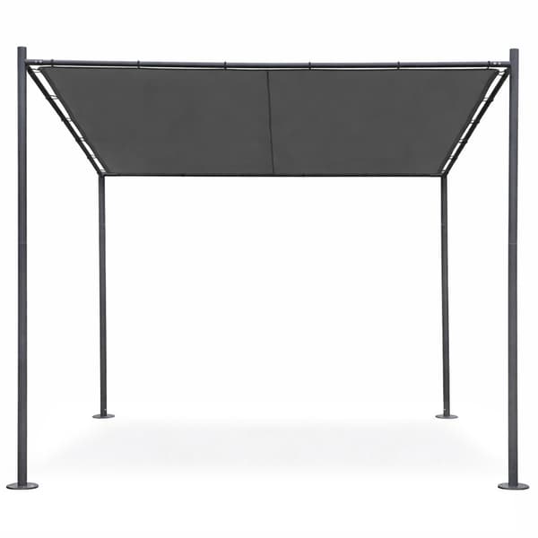 Havepergola 3x3m, stålramme, grå baldakin