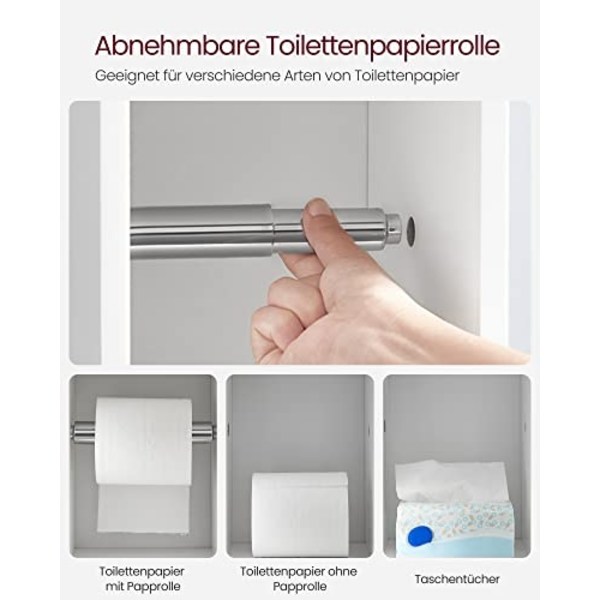 Kompakti valkoinen kylpyhuonekaappi, 5 tasoa ja säilytystilaa