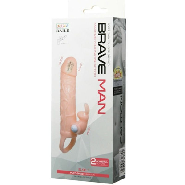 Baile - Brave Man Penis Cover med kanin och dubbelt motorkött 16,5 Cm
