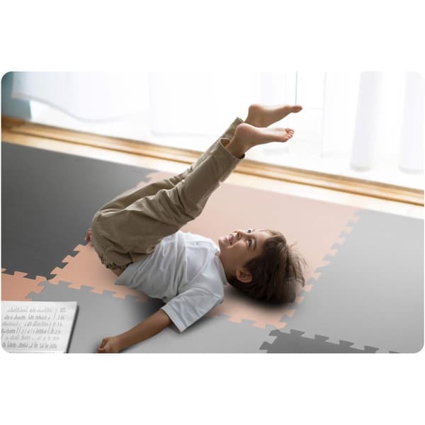 Stor skumpusselmatta Ricokids 180x180cm 9 st grå-persika