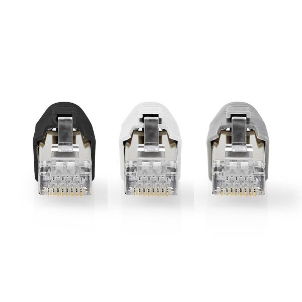 RJ45-liitin | RJ45 Pass Through | Kiinteä/juosteinen FTP CAT7 | Suora | Kullattu | 10 kpl | PVC | Harmaa / Musta / Valkoinen | Laatikko