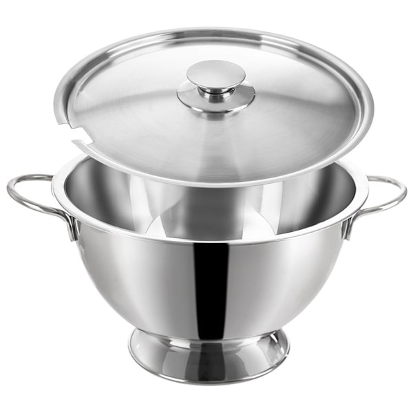 Suppeskål i rustfrit stål med låg - Elegant og praktisk til servering