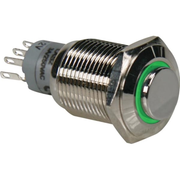 High Round Metal Switch Spdt 1No 1Nc - Grön Ring