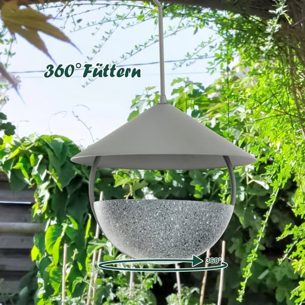 Hængende fuglefoder 2 i 1 fuglefoder & fuglebad grå