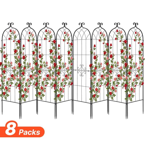 Rosenträdgårdsspaljer, 8-pack 180 x 52,5 cm stålpaneler