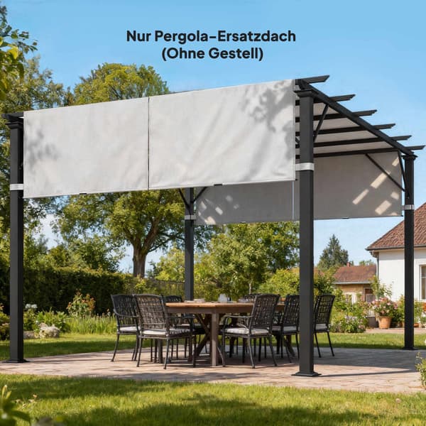 Pergola udskiftningsbaldakin, UV-beskyttelse, 3x3m, lysegrå