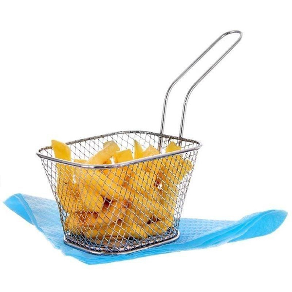 Kurv med hank til elegant servering af fritter og grøntsager