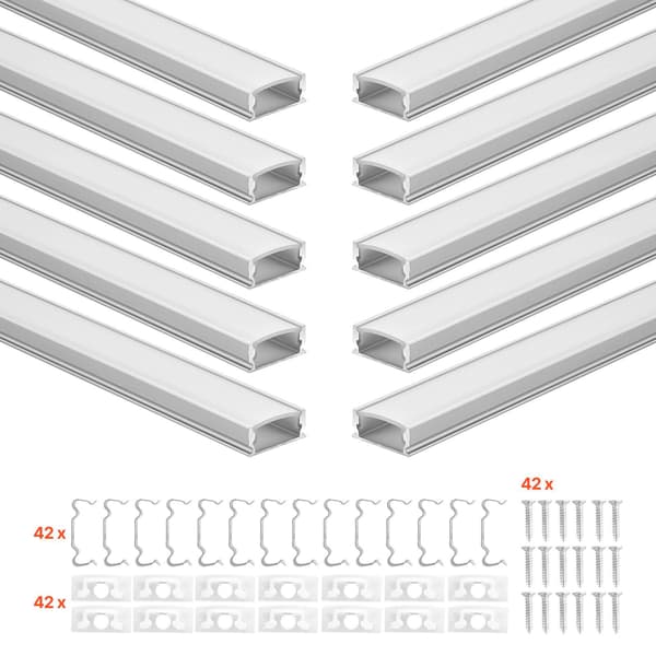 LED-aluminiumkanal, U-formad 1,8 m, mjölkigt lock, 10-pack