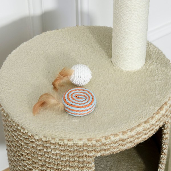 Cat Tree Skrapstolpe Med Visningsplattformar, Beige Och Kaffe, S