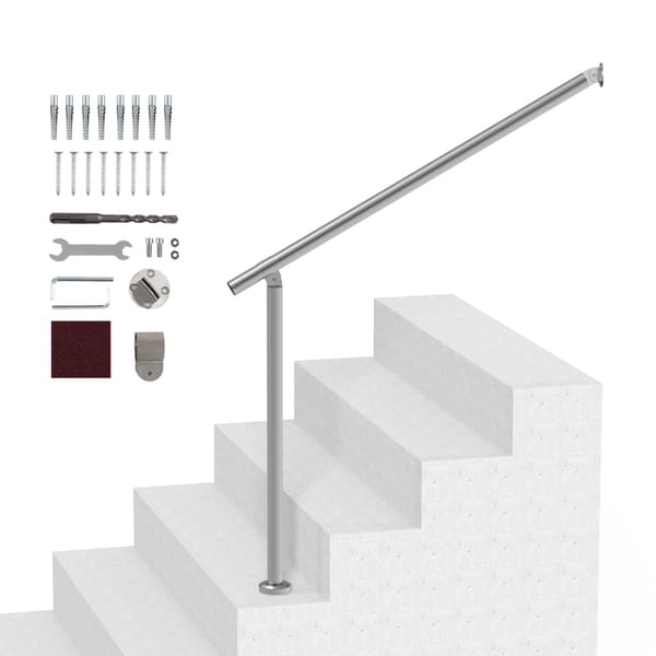 Ledstång för utomhustrappa 91 cm, rostfritt stål, silver