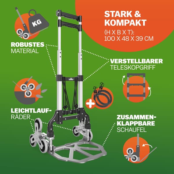 Trappevogn sølv/sort 80 kg højdejusterbar