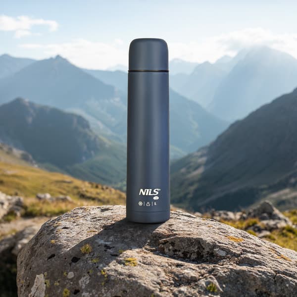 Turistisk termos 1000ml, blå, isolerad kolv