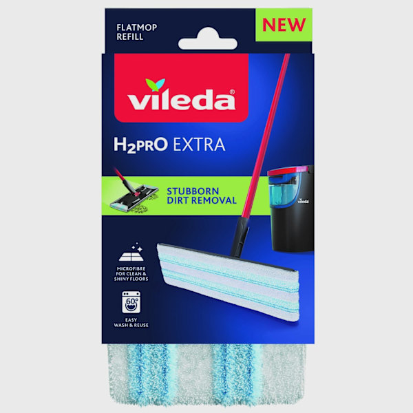 Fladmoppe-refill, mikrofiber, vaskbar, passer til H2Pro-systemet